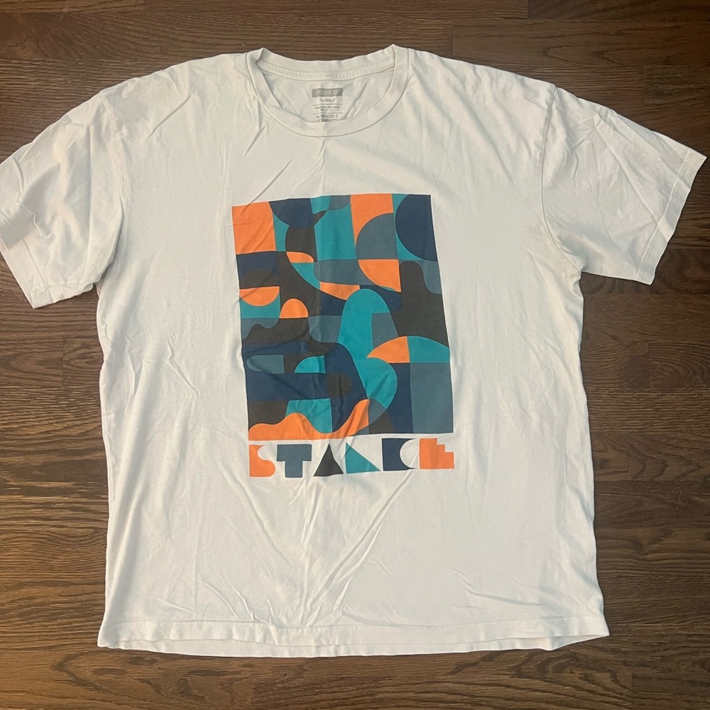 Stance White Tee with Abstract Graphic